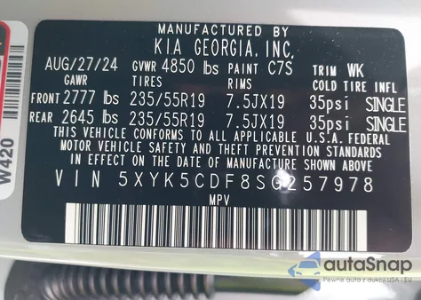 2025 Kia Sportage Sx-Prestige from USA, damaged, VIN 5XYK5CDF8SG257978